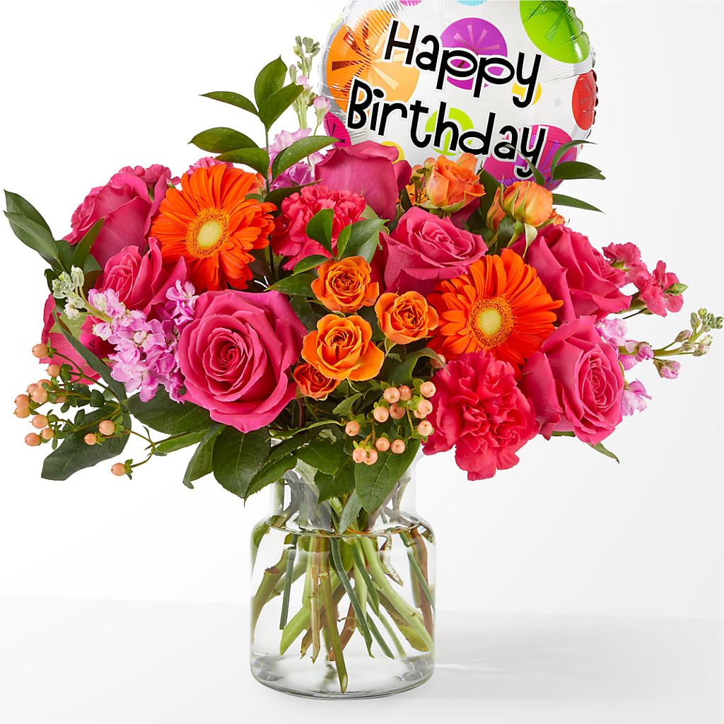 Fiesta Bouquet with Birthday Balloon – Flowers By Mgm, North York ON