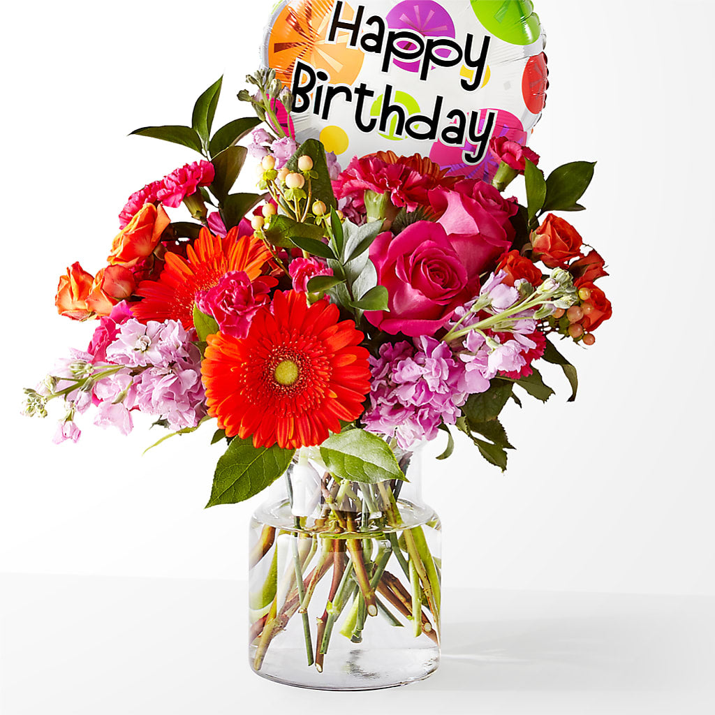 Fiesta Bouquet with Birthday Balloon – Flowers By Mgm, North York ON