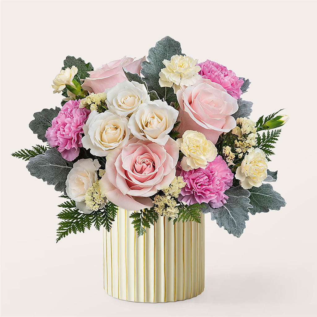 Blissful Moments Bouquet with Ivory Vase – Flowers By Mgm, North York ON