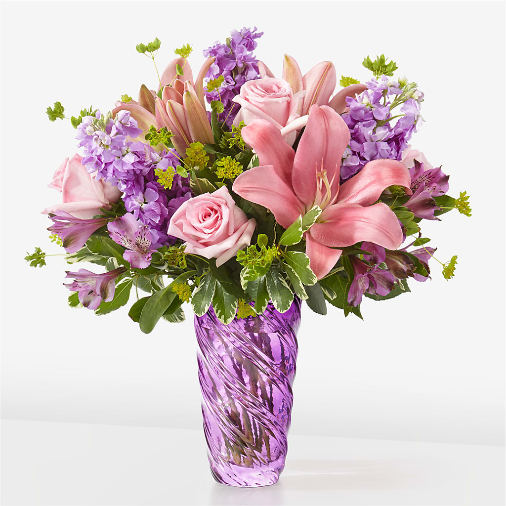 Precious Petals Bouquet with Luxe Swirl Vase – Flowers By Mgm, North York ON