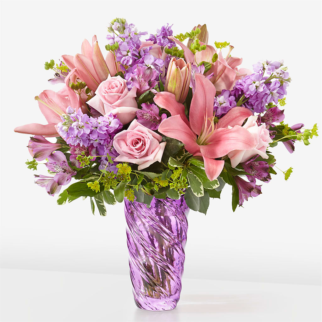 Precious Petals Bouquet with Luxe Swirl Vase – Flowers By Mgm, North York ON