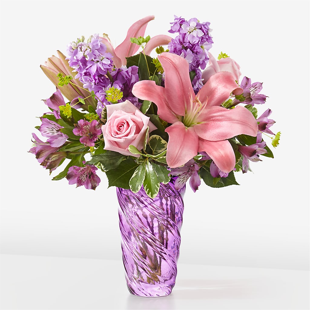 Precious Petals Bouquet with Luxe Swirl Vase – Flowers By Mgm, North York ON