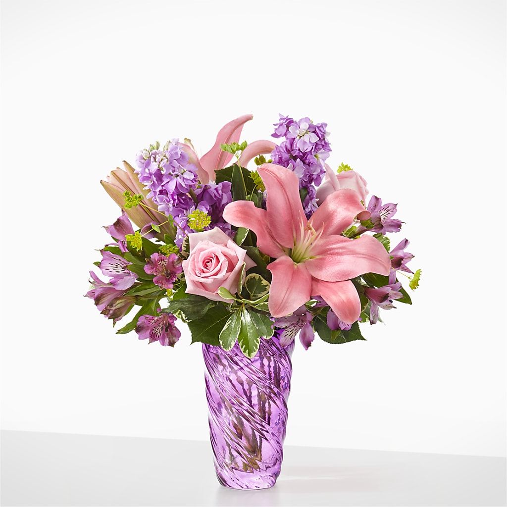 Precious Petals Bouquet with Luxe Swirl Vase – Flowers By Mgm, North York ON