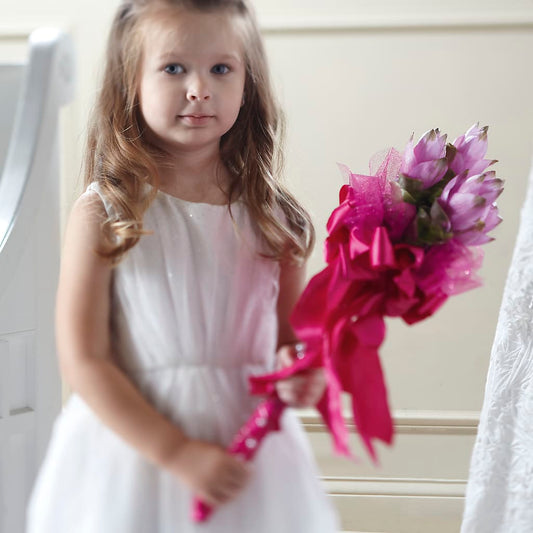 Bouquet de fille de fleur rose scintillant