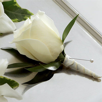 White Rose Boutonniere –  Flowers By Mgm, North York ON